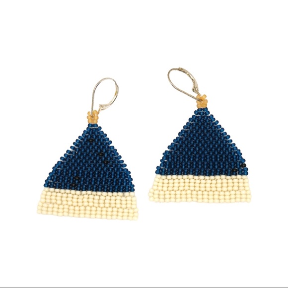 HANDMADE GLASS EARRINGS | Beehive Small Batch Handwoven Earrings in Moonbeam - Picture 2 of 5